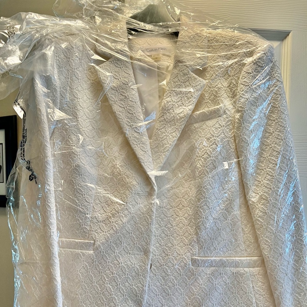 New Calvin Klein Suit Jacket White